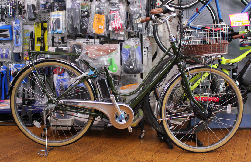 ブリヂストン製の電動アシスト自転車<br>カジュナeのオリーブが入荷いたしました。